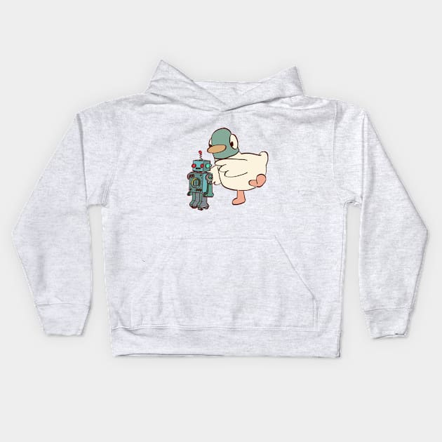 duck with robot / children cartoon Kids Hoodie by mudwizard